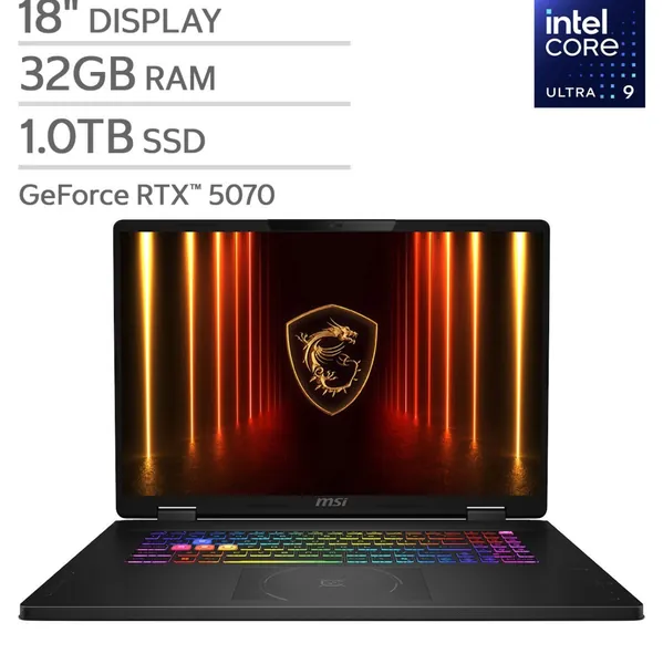 MSI Crosshair 18 HX AI Gaming Laptop (RTX 5070, 32GB/1TB)
